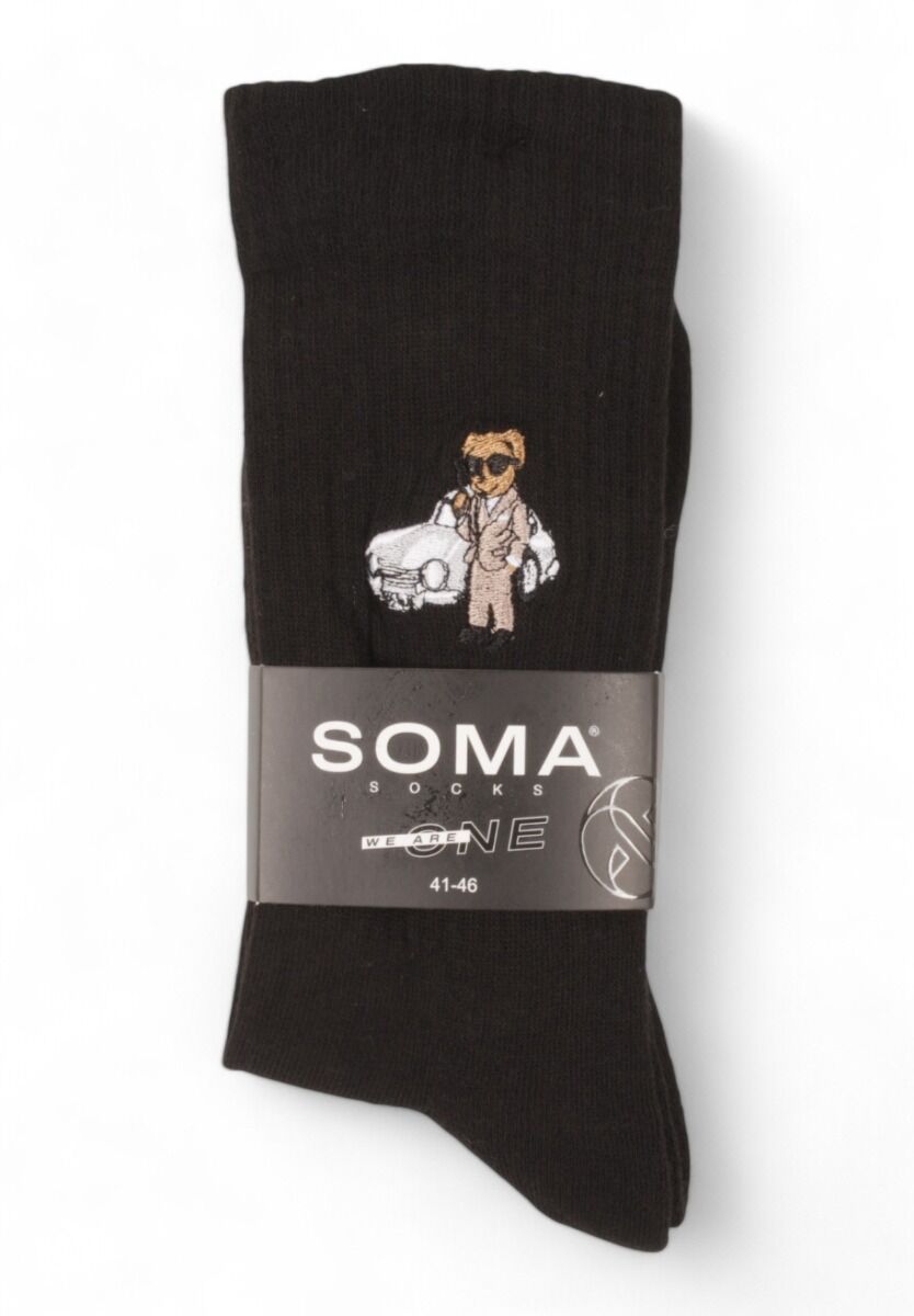 Κάλτσες ανδρικές Rib με κέντημα Soma Teddy