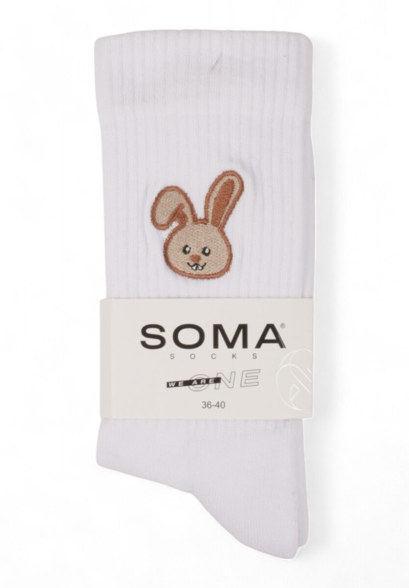 Κάλτσες γυναικείες Rib με κέντημα Soma Rabbit