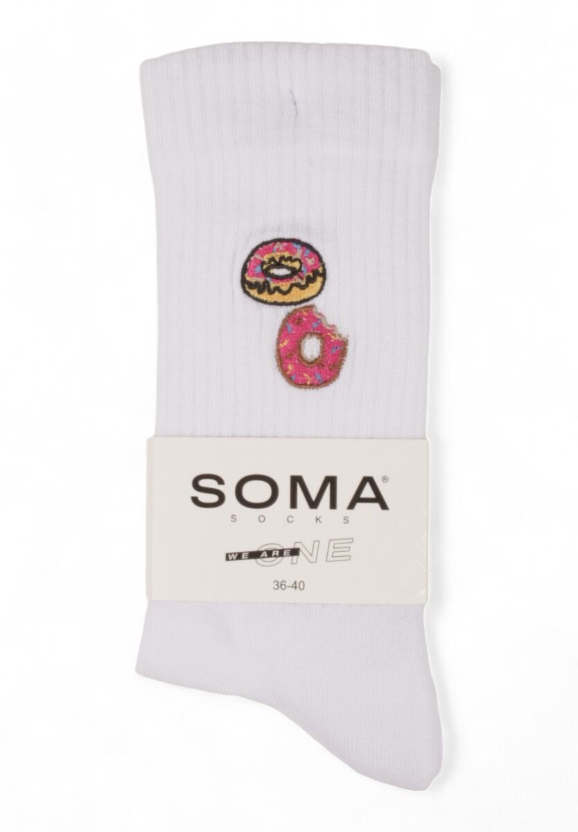 Κάλτσες γυναικείες Rib με κέντημα Soma Donuts