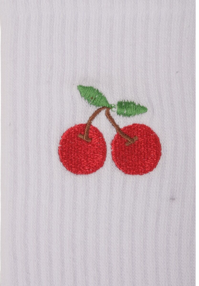 Κάλτσες γυναικείες Rib με κέντημα Soma Cherry
