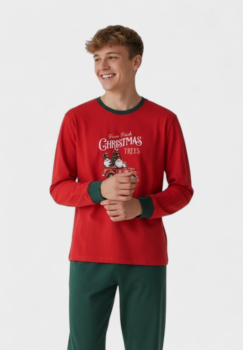 Πιτζάμα εφηβική χριστουγεννιάτικη Nina Club “Christmas Truck” 100% βαμβακερή
