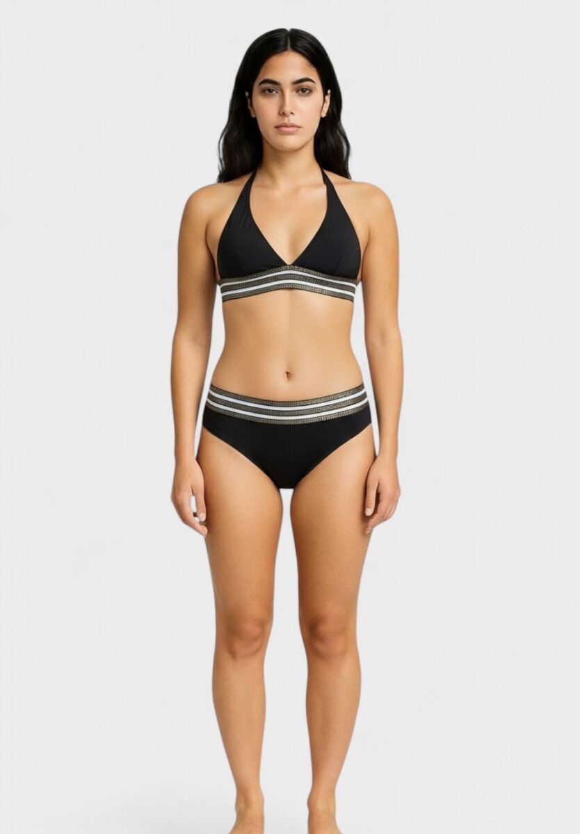 Ολόσωμη παρουσίαση γυναικείου μαγιό σετ – μπροστινή όψη