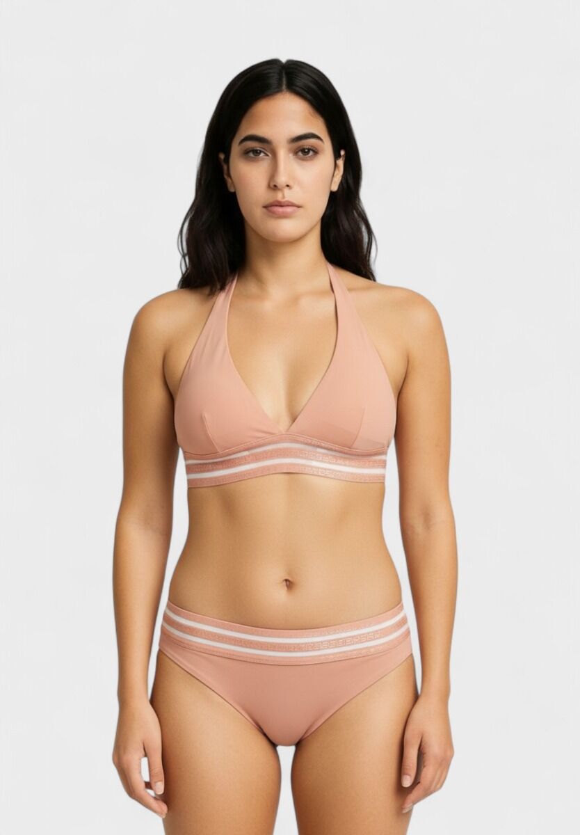 Ολόσωμη παρουσίαση μαγιό ροδακινί – μπροστινή όψη σετ