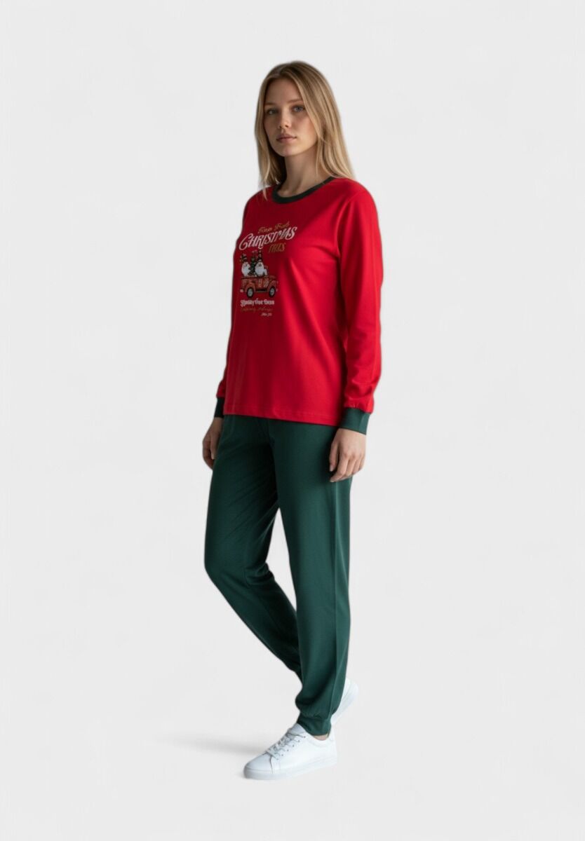 Γυναικεία Πιτζάμα Nina Club Christmas κόκκινο-πράσινο