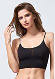 Γυναικείο μαύρο crop top με κοπή λέιζερ και λεπτές τιράντες – Berrak | closet22

