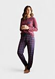Πιτζάμα γυναικεία Interlock Collection Autumn Heartbeat μπορντό με καρό παντελόνι