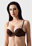 Strapless σουτιέν New Bra με double push-up ενίσχυση σε καφέ χρώμα, B Cup

