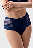 Brazil γυναικείο ψηλόμεσο laser cut εσώρουχο New Bra σε μπλε χρώμα με ριγέ διάφανα πλαϊνά

