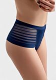 Brazil γυναικείο ψηλόμεσο laser cut εσώρουχο New Bra σε μπλε χρώμα με ριγέ διάφανα πλαϊνά
