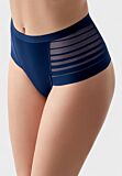 Brazil γυναικείο ψηλόμεσο laser cut εσώρουχο New Bra σε μπλε χρώμα με ριγέ διάφανα πλαϊνά
