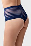 Brazil γυναικείο ψηλόμεσο laser cut εσώρουχο New Bra σε μπλε χρώμα με ριγέ διάφανα πλαϊνά
