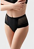 Brazil γυναικείο ψηλόμεσο laser cut εσώρουχο New Bra σε μαύρο χρώμα με ριγέ διάφανα πλαϊνά

