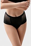 Brazil γυναικείο ψηλόμεσο laser cut εσώρουχο New Bra σε μαύρο χρώμα με ριγέ διάφανα πλαϊνά

