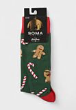 Χριστουγεννιάτικες κάλτσες Soma Socks Gingerbread Delight σε πράσινο χρώμα με σχέδιο ανθρωπάκια gingerbread και candy canes.