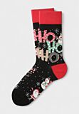 Χριστουγεννιάτικες κάλτσες Soma Socks “Ho Ho Ho Christmas” με Άγιο Βασίλη και χιονάνθρωπο σε μαύρη βάση