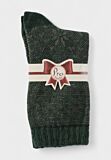 Γυναικεία μάλλινη κάλτσα Pro Socks σε βαθύ πράσινο χρώμα με χειμερινό μοτίβο