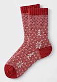 Γυναικεία μάλλινη κάλτσα Pro Socks Red Frost – κόκκινο χειμερινό μοτίβο