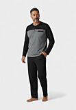 Ανδρική πιτζάμα fleece Collection γκρι μαύρο με κουμπιά – Closet22