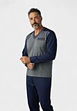 Ανδρική πιτζάμα Fleece Collection μπλε και γκρι με V λαιμόκοψη – Closet22