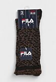Fila Γυναικείες Κάλτσες Μαύρες με Animal Print – Πακέτο 3 Τεμαχίων