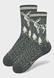 Γυναικεία μάλλινη κάλτσα Pro Socks Snowy Reindeer forest green