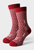 Γυναικεία μάλλινη κάλτσα Pro Socks Red Frost – κόκκινο χειμερινό μοτίβο