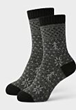 Γυναικεία μάλλινη κάλτσα Pro Socks Arctic Night μαύρο γκρι με χειμερινό μοτίβο