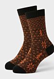 Γυναικεία μάλλινη κάλτσα Pro Socks Nordic Flame με πορτοκαλί και μαύρο σχέδιο
