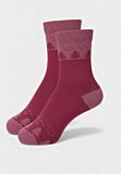 Γυναικεία μάλλινη κάλτσα Pro Socks σε ροζ-κερασί χρώμα με χειμωνιάτικο μοτίβο