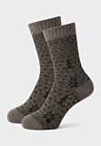 Γυναικεία μάλλινη κάλτσα Pro Socks Cozy Earth Wool σε καφέ/grey melange με χειμερινό σχέδιο