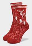 Γυναικεία μάλλινη κόκκινη κάλτσα Pro Socks με χριστουγεννιάτικο μοτίβο ταράνδου