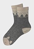 Γυναικεία μάλλινη κάλτσα Pro Socks Snowy Pines σε γκρι/εκρού με χειμωνιάτικο σχέδιο