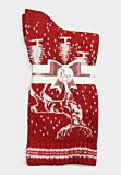Γυναικεία μάλλινη κόκκινη κάλτσα Pro Socks με χριστουγεννιάτικο μοτίβο ταράνδου
