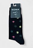 Ανδρική κάλτσα Soma Socks One Love μαύρη με πολύχρωμα φύλλα