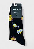 Ανδρική κάλτσα Soma Socks “Yes” μαύρη με πολύχρωμο κόμικ σχέδιο