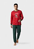 Ανδρική πιτζάμα Nina Club Christmas κόκκινο-πράσινο 100% βαμβακερή