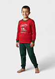 Παιδική χριστουγεννιάτικη πιτζάμα Nina Club κόκκινη με πράσινο παντελόνι και σχέδιο Santa.