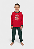 Παιδική χριστουγεννιάτικη πιτζάμα Nina Club κόκκινη με πράσινο παντελόνι και σχέδιο Santa.