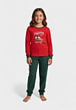 Παιδική χριστουγεννιάτικη πιτζάμα Nina Club κόκκινη με πράσινο παντελόνι και σχέδιο Santa.