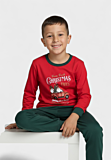 Παιδική χριστουγεννιάτικη πιτζάμα Nina Club κόκκινη με πράσινο παντελόνι και σχέδιο Santa.