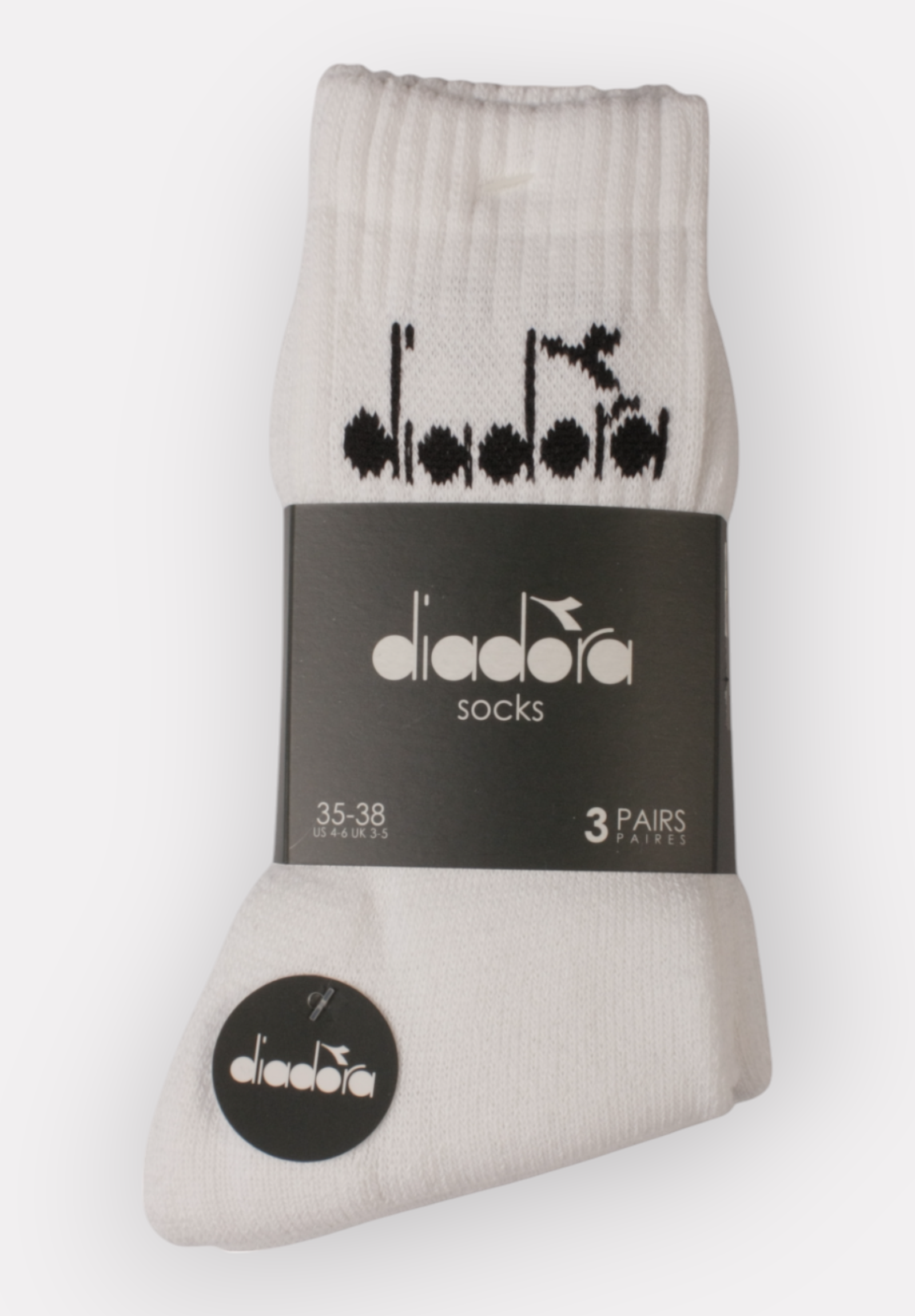  Diadora αθλητικές βαμβακερές κάλτσες Unisex σε οικονομική συσκευασία τριών τεμαχίων D9055-Λευκό 2025