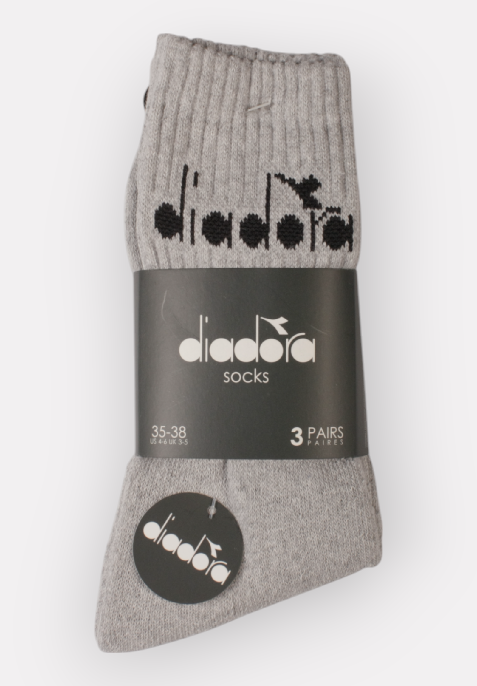  Diadora αθλητικές βαμβακερές κάλτσες Unisex σε οικονομική συσκευασία τριών τεμαχίων D9055-Γκρι 2025