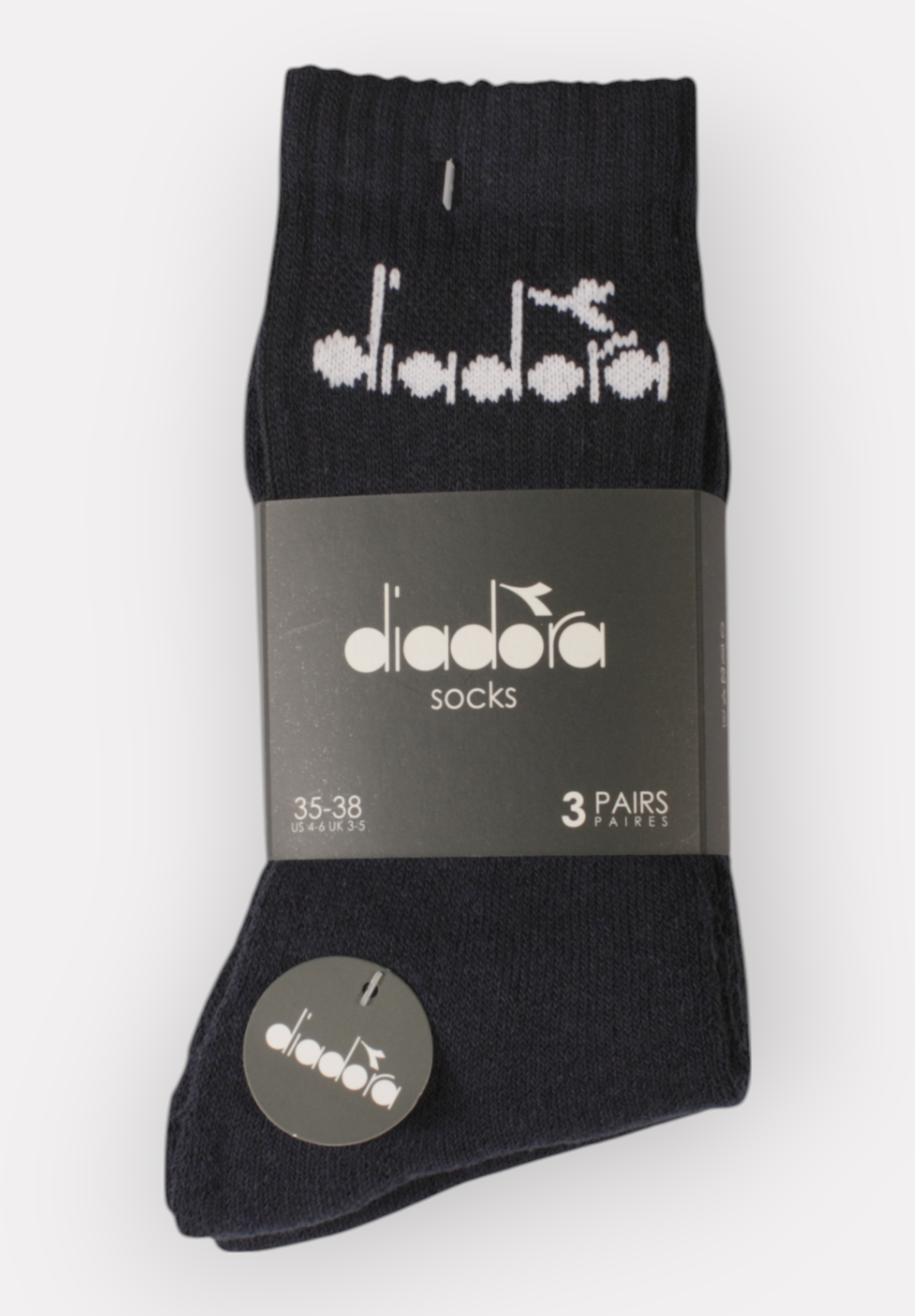  Diadora αθλητικές βαμβακερές κάλτσες Unisex σε οικονομική συσκευασία τριών τεμαχίων D9055-Μπλε 2025