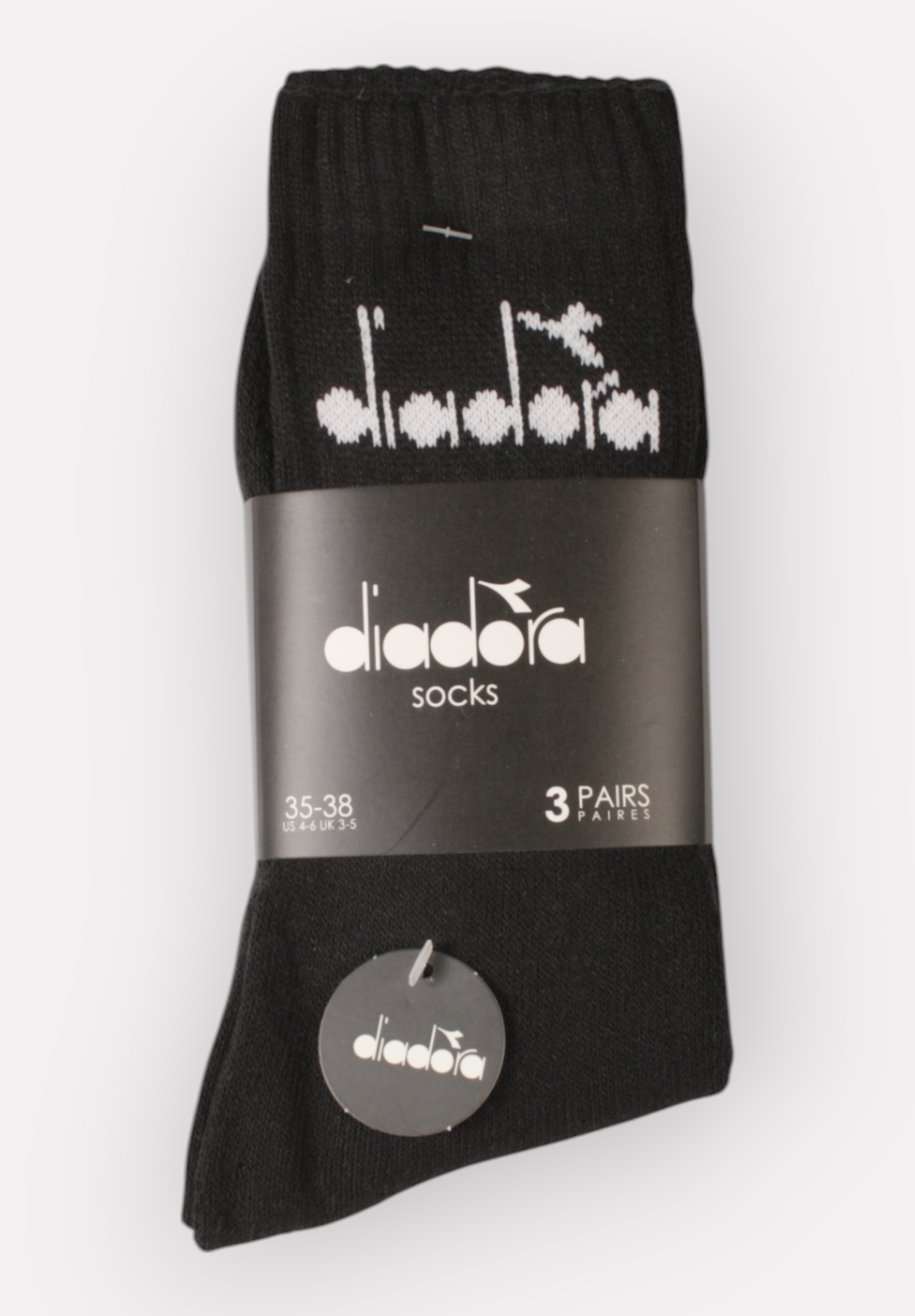  Diadora αθλητικές βαμβακερές κάλτσες Unisex σε οικονομική συσκευασία τριών τεμαχίων D9055-Μαύρο 2025
