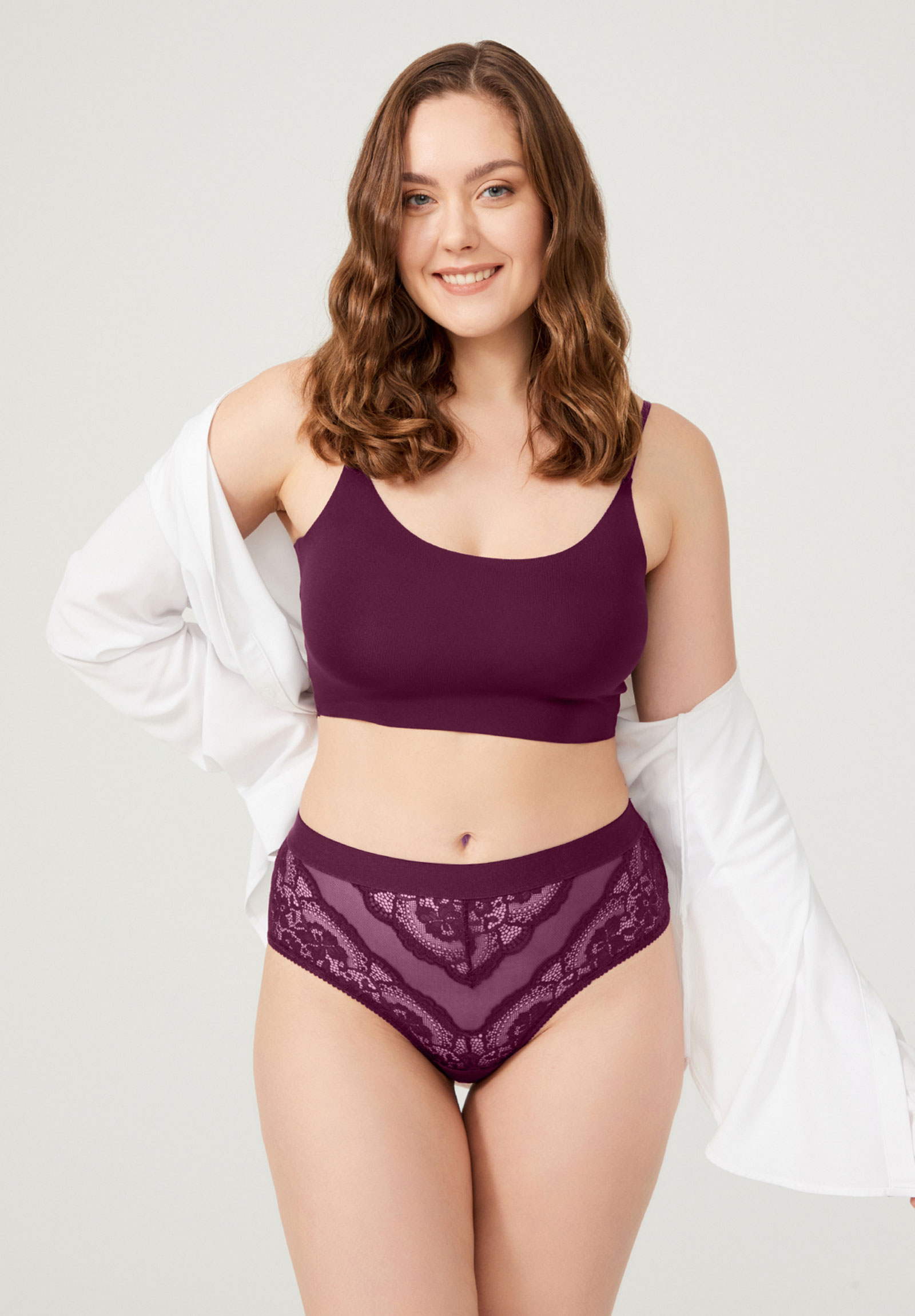  Σλιπ Plus Size με δαντέλα Cottonhill Grace CH6053-Μωβ 2025