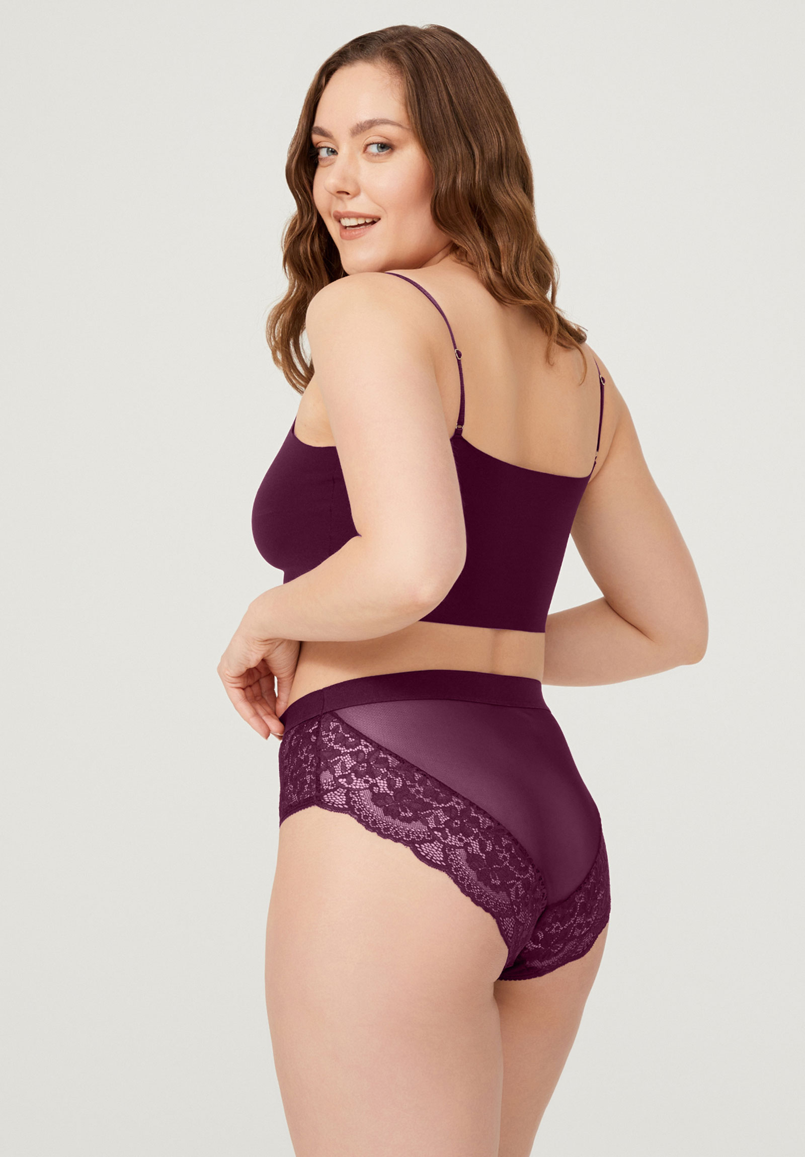 Σλιπ Plus Size με δαντέλα Cottonhill Grace CH6053-Μωβ φωτογραφία