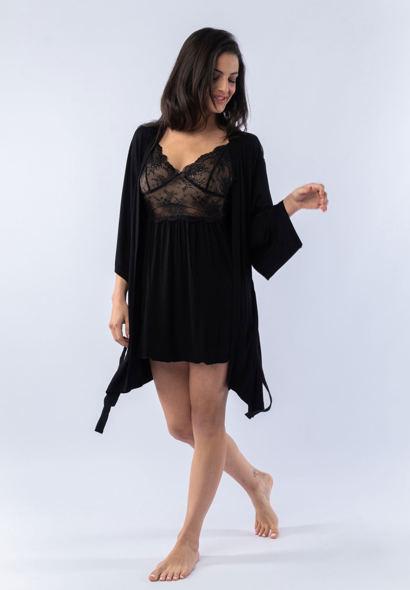 Σετ Νυχτικό - Ρόμπα Black Bambu 11317 φωτογραφία