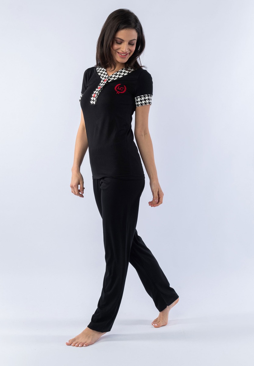 Πιτζάμα γυναικεία κοντομάνικη Modal Black 72511 φωτογραφία