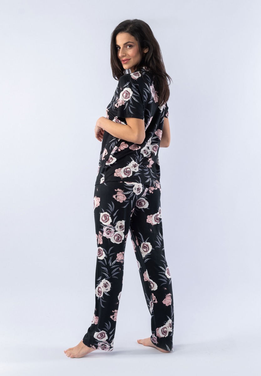 Πιτζάμα γυναικεία με μακρύ παντελόνι Black Floral 12644 φωτογραφία