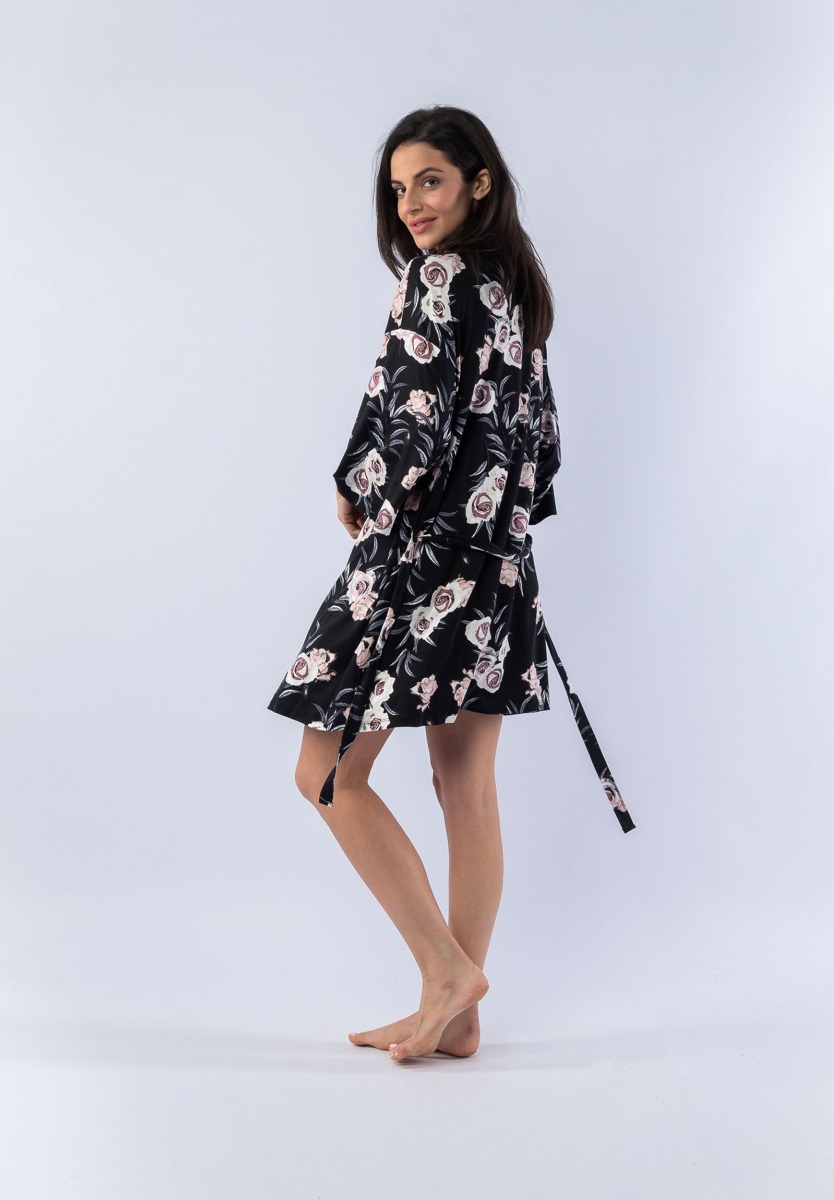 Σετ Ρόμπα - Πιτζάμα Black Floral 12642 φωτογραφία